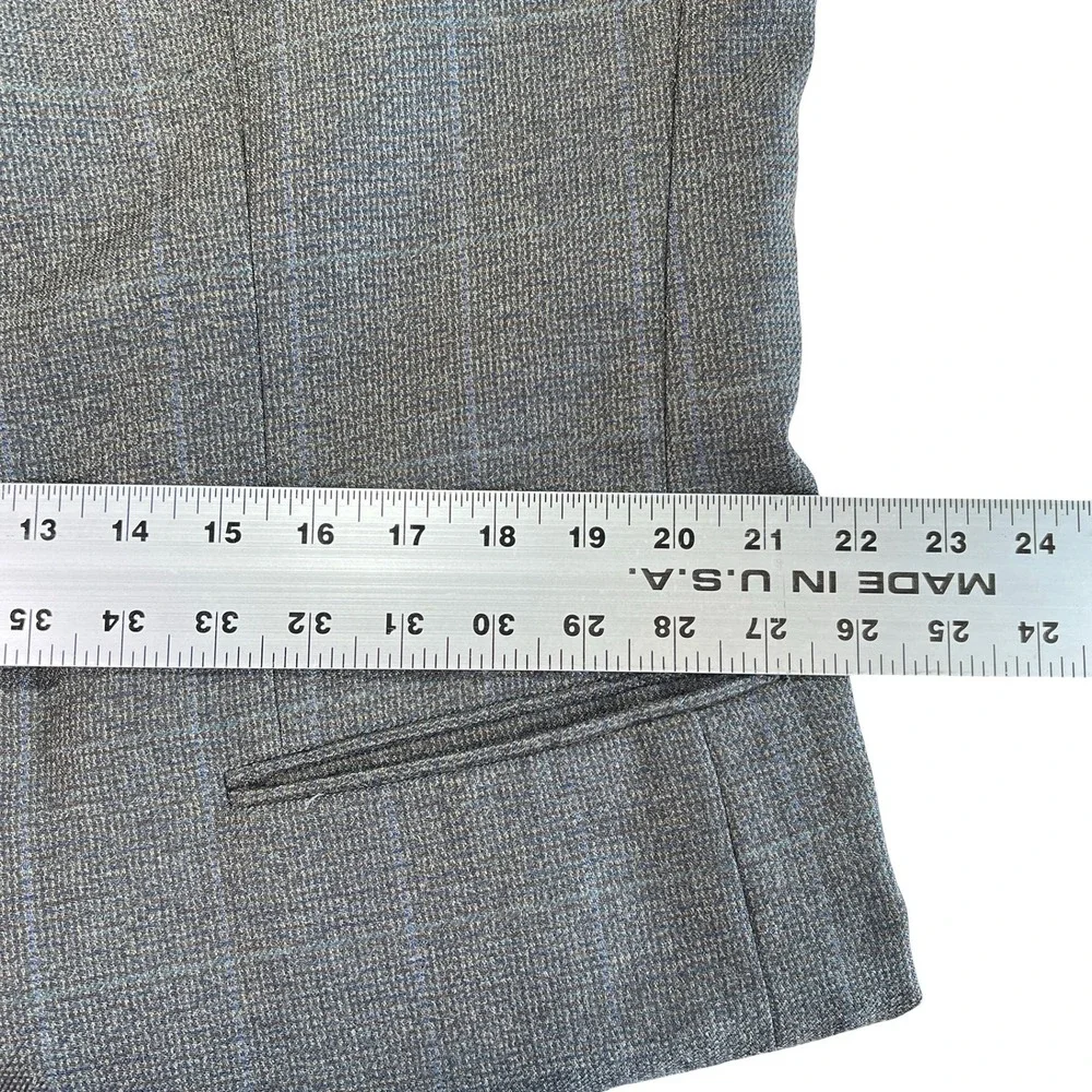 Nautica Blazer Mens 43R Gray Wool Cashmere Plaid 3 Button‎ Sport Coat